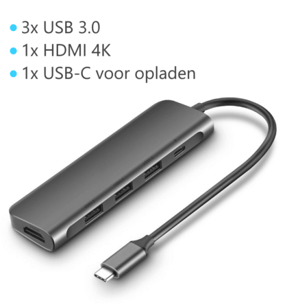 Levin 5 in 1 USB-C Hub met poortnamen