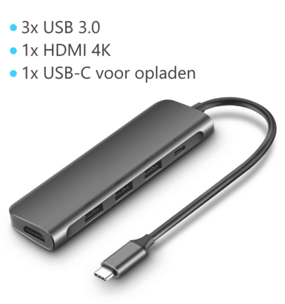 Levin 5 in 1 USB-C Hub met poortnamen