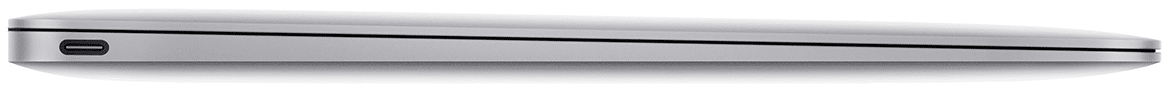 MacBook met 2x Thunderbolt 3 sideview - voorbeeld voor USB-C Adapter voor MacBook