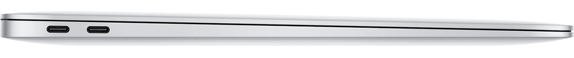 MacBook Air met 2x Thunderbolt 3 sideview - voorbeeld voor USB-C Adapter voor MacBook Air