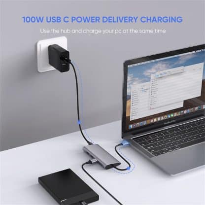 M-TECK 8-in-1 USB-C Hub Docking Station met HDMI + 3 x USB-3.0 + USB-C (Opladen)+ SD/Micro SD + Ethernet - Afbeelding 4