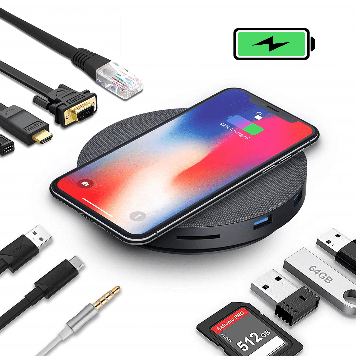 usb-c hub 11 in 1 with wireless charging van Levin