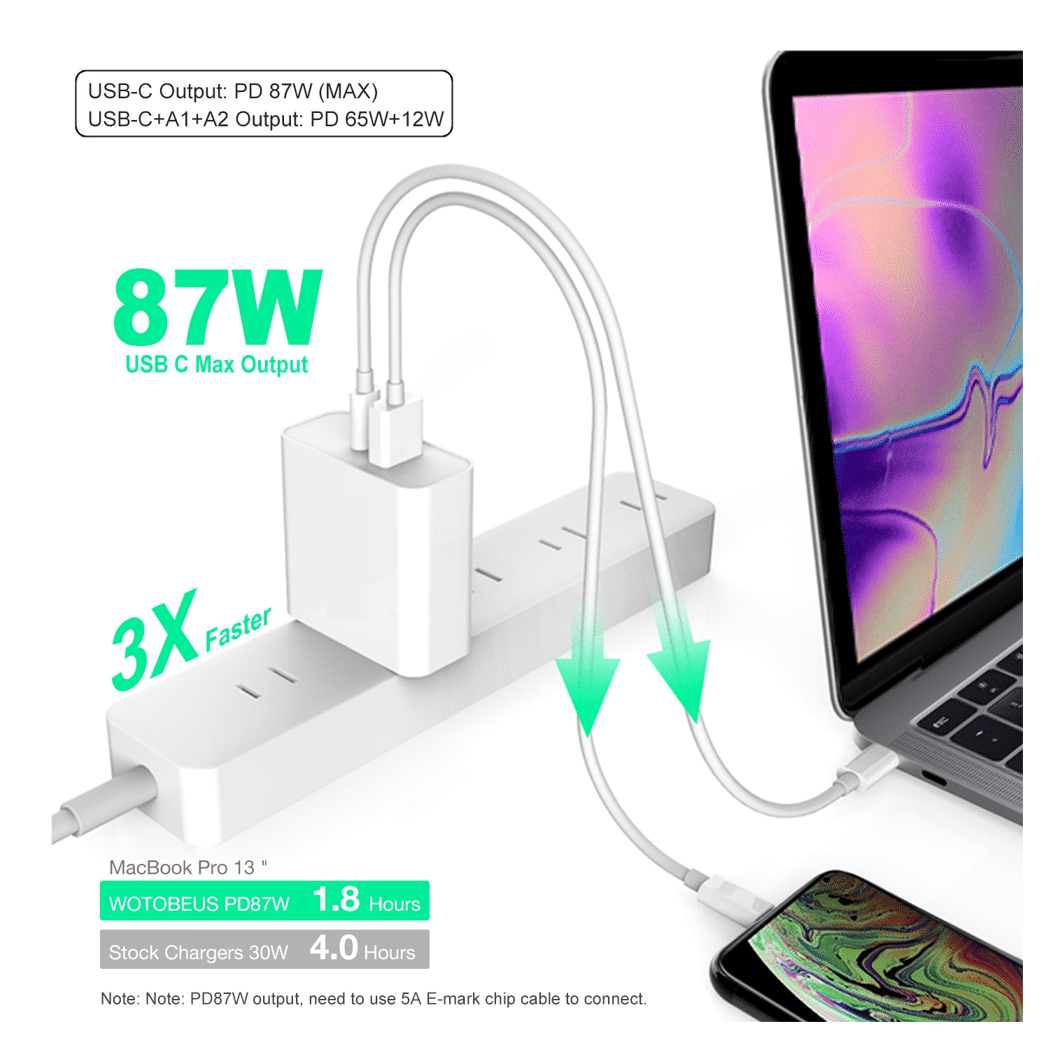 USB-C oplader 87W voor laptop of tablet. Nu snel geleverd.