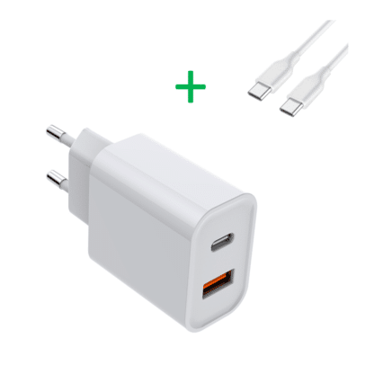 20W USB-C + USB-A oplader bundel