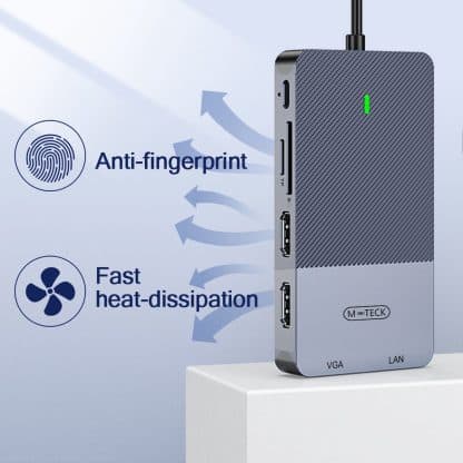 M-Teck Portable USB-C Docking Station - 2 x HDMI - 1 x VGA - 2 x USB-A - Ethernet - Kaartlezer - Audio In/Uit - Geschikt voor alle type MacBooks en Laptops - Afbeelding 5