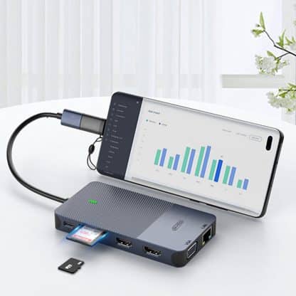 M-Teck Portable USB-C Docking Station - 2 x HDMI - 1 x VGA - 2 x USB-A - Ethernet - Kaartlezer - Audio In/Uit - Geschikt voor alle type MacBooks en Laptops - Afbeelding 11