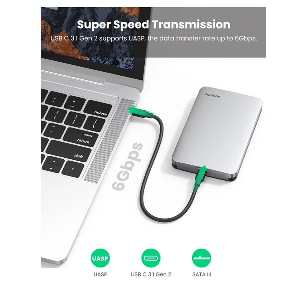 koolstof Ga op pad ontslaan USB-C SATA 2,5 inch harde schijf behuizing 6TB - Supersnel!