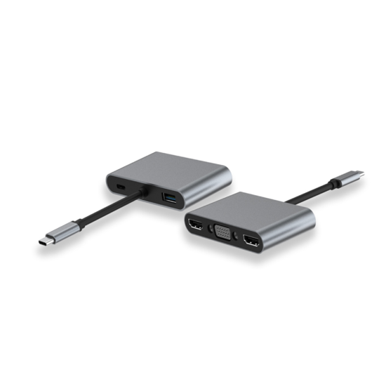 usb-c naar 2 x Hdmi en VGA adapter 1