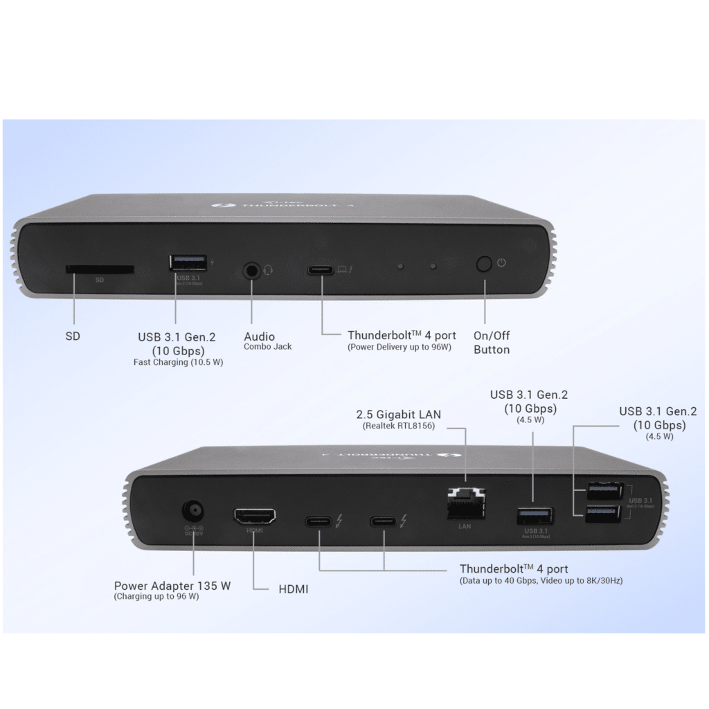 Thunderbolt 4 docking station (96W) voor 2 extra 4K schermen