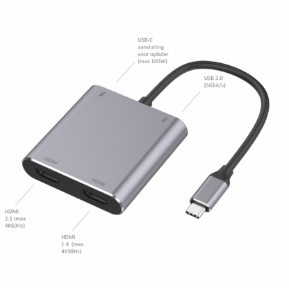 usb-c naar 2 x hdmi