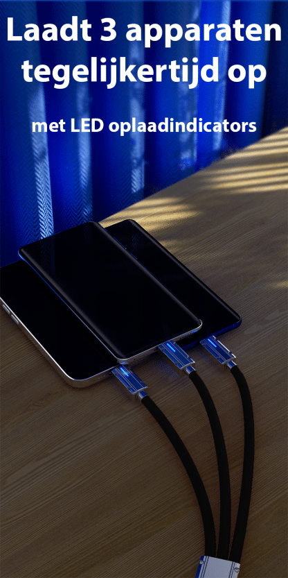 3-in-1 USB multikabel (Pro versie) met USB-C, Lightning en Micro-USB - Afbeelding 7