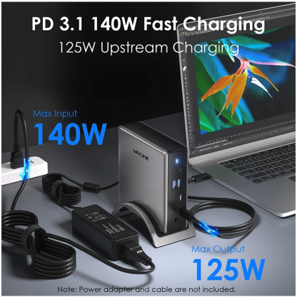Wavlink Ultra USB-C Docking Station - 2 x HDMI - 1 x Displayport -  Ethernet - Audio In/Uit - 2 x USB-A - 1 x USB-C- 125W Opladen - Afbeelding 5