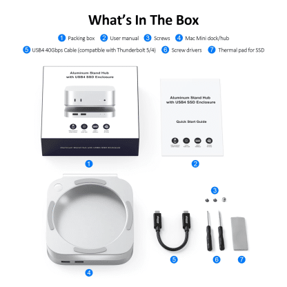 M-TECK Mac Mini M4 hub docking station met 3 x USB-A + Micro SD Kaartlezer + HDMI + M.2 NVMe SSD interface - Afbeelding 9