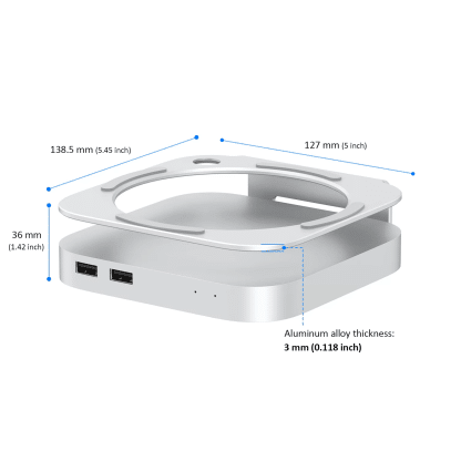 M-TECK Mac Mini M4 hub docking station met 3 x USB-A + Micro SD Kaartlezer + HDMI + M.2 NVMe SSD interface - Afbeelding 5