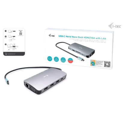 i-tec USB-C Travel Nano Dock HDMI+ VGA + Ethernet + USB-A + Audio/Mic + USB-C oplaadpoort - Afbeelding 4