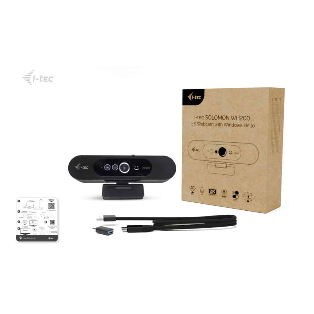 i-tec SOLOMON WH200 2K Webcam met Windows Hello + Privacy Afdekking - Afbeelding 4