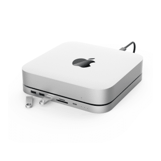 Mac Mini hub docking station met 3 x USB-A + Micro SD Kaartlezer + M.2 SATA HDD/SSD Behuizing + HDMI + Displayport