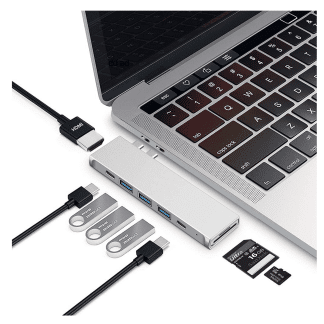 MacBook Pro Dock X - Zilver met HDMI 4K + 1 x Thunderbolt + 1 x USB-C+ 3 x USB3.0 + SD/MicroSD