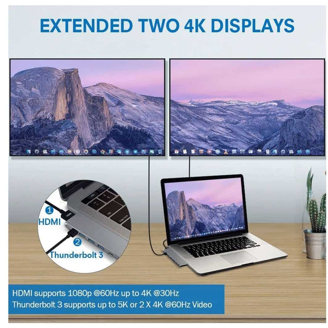 MacBook Pro Dock X - Zilver met HDMI 4K + 1 x Thunderbolt + 1 x USB-C+ 3 x USB3.0 + SD/MicroSD - Afbeelding 4