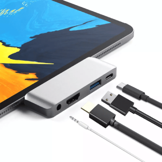 Ipad Pro en Tablet adapter met HDMI + USB3.0 + USB-C opladen + 3.5mm audio
