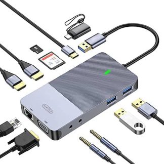 M-Teck Portable USB-C Docking Station - 2 x HDMI - 1 x VGA - 2 x USB-A - Ethernet - Kaartlezer - Audio In/Uit - Geschikt voor alle type MacBooks en Laptops