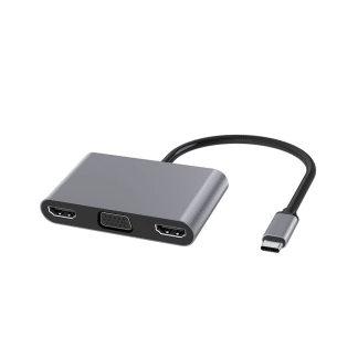 Compact USB-C naar 2 x HDMI + VGA Adapter + USB 3.0 + USB-C (Opladen)