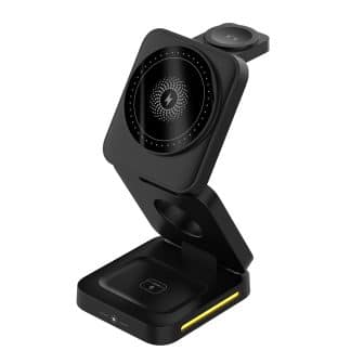 M-TECK Magnetische standaard en oplader voor iPhone 17 t/m 12 - Apple Watch - Airpods - inklapbaar - robuust design